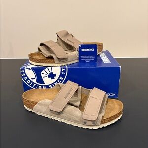 Birkenstock Uji Slide Suede Tan and Grey